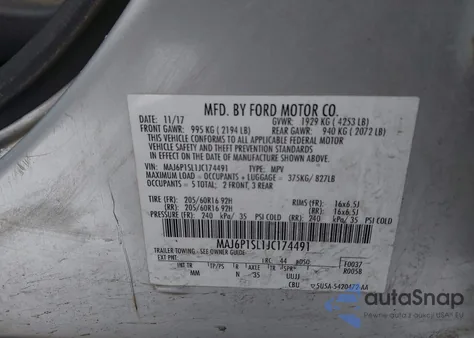 2018 Ford Ecosport S from USA, damaged, VIN MAJ6P1SL1JC174491